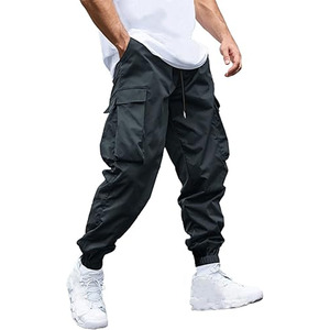 Pantalons pour hommes délavés nouvelle mode pantalons rétro couleur unie taille élastique pantalons à cordon de serrage fabriqués par robe de sport - Product Image 1