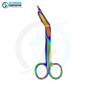 Tijeras médicas de acero multicolor disponibles, tamaño compacto, cirugía General para botiquines de primeros auxilios, bolsas de emergencia, médico móvil - Product Image 1