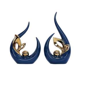 Boule ronde en métal doré, sculpture au design unique avec du marbre blanc, élégante pour la décoration de la maison, nouveaux ornements pour le dessus de table - Product Image 2