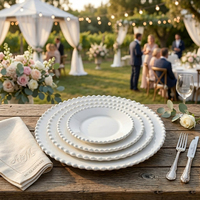Assiette de Présentation en Céramique de Luxe, Perles Blanches, Vaisselle en Porcelaine pour Mariages, Événements, Restaurants et Traiteurs