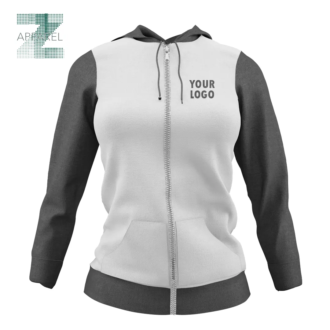 Fall 2023 OEM 100% Cotton color blocked Fleece women Full Zip hoodie 240gsm women cotton hoodie your high quality brand logo OEM