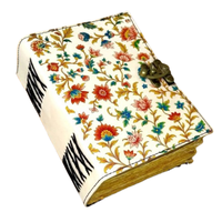 Imprimé à la main Mini Floral en cuir Grimoire rechargeable Livre des ombres, Vintage Witchcraft Spell Journal, Wiccan Pagan Gift