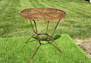 Table basse salon ménage Table ronde canapé Tables d'appoint rétro fait vieux fer rond combinaison - Product Image 5