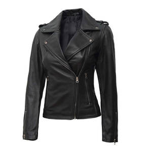 Chaqueta de cuero de alta calidad Chaqueta de cuero con logotipo personalizado Ropa de moda Chaqueta de cuero para mujer - Product Image 1