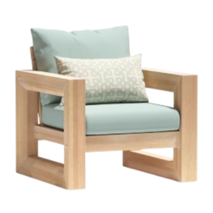 Canapé de jardin en bois une place avec coussin et chaises de jardin naturelles de style moderne fabriquant en Indonésie - Product Image 4