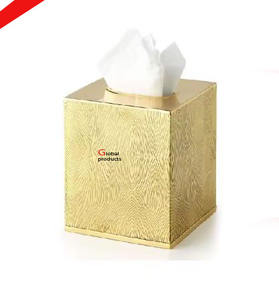 กล่องใส่กระดาษทิชชูสแตนเลสสตีลเคลือบทอง ดีไซน์สวยงาม เหมาะสำหรับใช้ในบ้าน โรงแรม ร้านอาหาร - Product Image 1