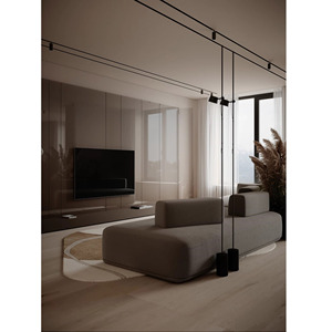 Alfombra de área de lana contemporánea de lujo personalizada patrón curvo abstracto para interiores de decoración moderna para el hogar o Picnic - Product Image 4