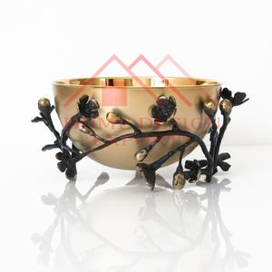 Bol décoratif en métal doré avec supports à fleurs/Bols décoratifs fantaisie en métal pour aliments secs et salades et aliments secs Best-seller - Product Image 1