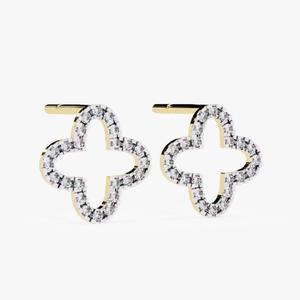 Boucles d'oreilles de mariage en or 10K/14K/18K avec diamants ronds de laboratoire de clarté VS pour femmes - Product Image 3