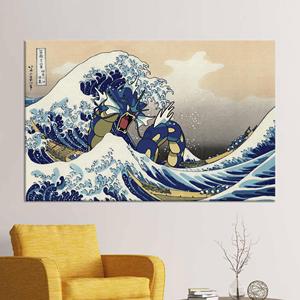 Impresión en Lienzo de Gyarados Wave, Arte de Anime Audaz para Decoración Gamer, Lienzo Enrollado - Product Image 1
