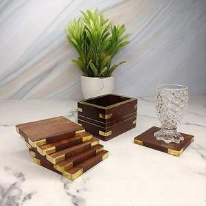 Ensemble de dessous-de-verre en bois naturel de haute qualité, fabriqué à la main, impression personnalisée, respectueux de l'environnement, pour la maison, la cuisine, prix de gros en Inde - Product Image 2