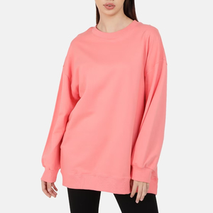 เสื้อสเวตเชิ้ตโอเวอร์ไซส์ทรงหลวมสำหรับผู้หญิง ผ้าฝ้ายคุณภาพสูง 100% สไตล์สตรีทแวร์ลำลอง พิมพ์ลายด้านหน้าได้ตามต้องการ ระบายอากาศได้ดี - Product Image 1