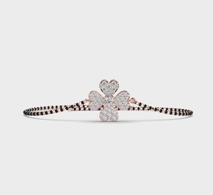 IGI Certified Lab Grown Round Diamond Floral <b>Clover</b> Mangalsutra <b>Bracelet</b> in 9K Yellow / White / Rose Gold - Product Image 5