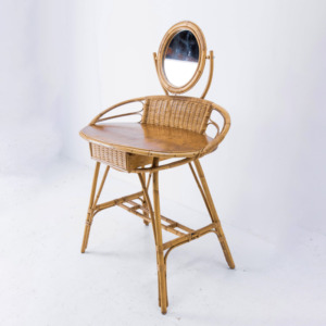 Coiffeuse moderne en rotin pour femmes coiffeuse prix le moins cher coiffeuse naturelle pour femmes avec miroir - Product Image 1