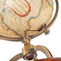 Globe terrestre Mercator avec boussole, carte du monde bleu et argent pour décoration de bureau