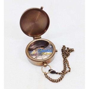 Boussole en laiton magnétique nautique en gros avec étui en cuir boussole de travail directionnelle de camping de randonnée article de cadeau marin - Product Image 3