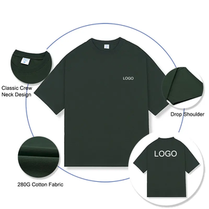 เสื้อยืดลำลองโอเวอร์ไซส์สำหรับผู้ชายเสื้อโอเวอร์ไซส์ผ้าฝ้าย100% พิมพ์ลายเฮฟวี่เวทสั้นคอทรงหลวม - Product Image 2