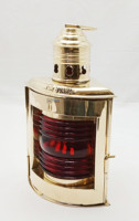 Farol Náutico Vintage de Hierro, Portavelas de Metal con Cristal Rojo, Hecho a Mano, Decoración Navideña para el Hogar, Iluminación, Regalo