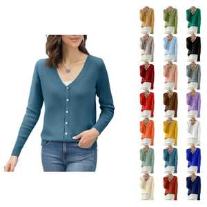 Suéteres de Mujer de Acrílico de Punto Personalizados de Primera Calidad con Botones Delanteros - Product Image 4