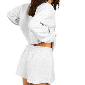 100% Material de algodón mujeres Color blanco conjunto de 2 piezas logotipo personalizado impresión ligero estilo de calle de gran tamaño - Product Image 6