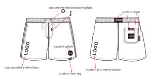 Pantalones cortos de tabla personalizados para hombre, cintura elástica, transpirables e impermeables, ropa de playa tejida para la calle - Product Image 5