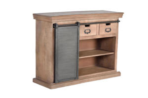 Industrial Vintage Solid Mango Wood Furniture Trending European Style Sideboard Buffet <b>Cabinets</b> with <b>Slide</b> Metal <b>Door</b> - Product Image 4