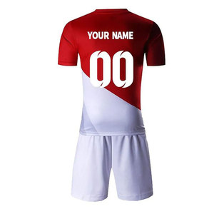 ชุดกีฬาฟุตบอลชายเสื้อกีฬาเสื้อเจอร์ซีย์สีแดงและสีดำชุดเสื้อฟุตบอลผ้าโพลีเอสเตอร์ระบายอากาศ - Product Image 2
