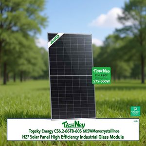 Panneau solaire monocristallin HJT Topsky Energy CS6.2-66TB-605 605W, module en verre industriel à haute efficacité - Product Image 3
