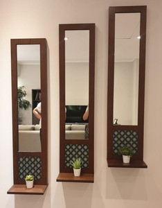 กระจกกรอบไม้ติดผนังทำจากไม้แบบทันสมัยเป็นมิตรกับสิ่งแวดล้อมพร้อมลิ้นชัก2อันสำหรับบ้านสำนักงานห้องนอนห้องนั่งเล่น - Product Image 1