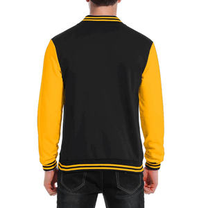2025 logotipo personalizado mangas de cuero negro bordado universidad béisbol hombres chaqueta Letterman azul claro Varsity chaqueta OEM - Product Image 2