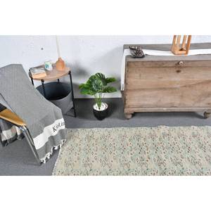 Tapis Turc Vintage Moderne Beige Bleu 3.3 X 6.5ft Fait Main Laine Latex Grand Rectangle Peluche Classique Patchwork pour Couloir - Product Image 3