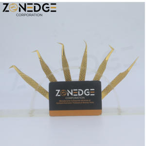 Pinzas de pestañas doradas con agarre de diamante de calidad superior, Etiqueta Privada, logotipo personalizado, accesorios, herramienta, pinzas de pestañas de etiqueta privada a granel - Product Image 4