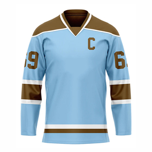 Vêtements de sport de hockey sur glace personnalisés de haute qualité, nom de l'équipe, numéro, impression par transfert thermique, 100% polyester, séchage rapide, respirant, service OEM - Product Image 2