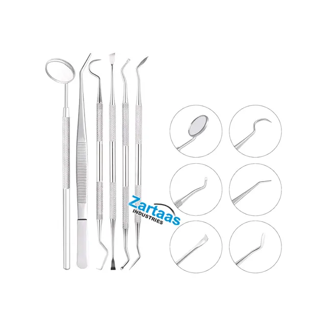 2024 Hochwertige Dentalwerkzeuge aus Edelstahl, Zahnhygiene-Kit, Calculus Plaque-Entferner-Set, Zahnarzt-Hauswerkzeuge