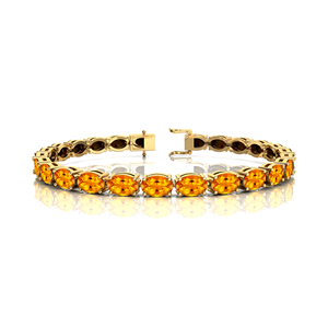 Pulsera de Tenis de Oro de 14K Más Vendida con Gema de Citrino Amarillo Ovalado Natural, Estilo Clásico para Bodas y Fiestas - Product Image 3