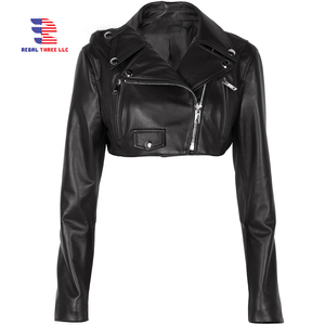 เสื้อแจ็คเก็ตนักขี่มอเตอร์ไซค์สำหรับผู้หญิงเสื้อแจ็คเก็ตหนังพียูคอเสื้อมีซิปรูดหน้าอกมีกระเป๋าของผู้หญิง - Product Image 6