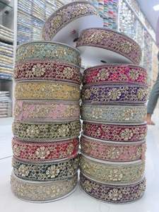 Wholesale 1 Piece Indian Sabyasachi Embroidery Sequance Lace <b>Trim</b> Border 100% Polyester Eco-Friendly Vintage Style Business - Product Image 4