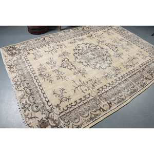 Alfombra de lana hecha a mano Vintage Beige marrón patrón Floral clásico 6,1X8,9 pies rectángulo Patchwork látex alfombra de felpa para pasillo nuevo - Product Image 2