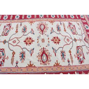 Vintage Large Rug 5.7x8.1 ft, <b>Red</b> Blue Floral Rug <b>Wool</b> - Product Image 4