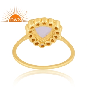 Hot Selling Sterling <b>Silver</b> 18K Gold <b>Plated</b> Cz & Rainbow Moon Stone Gemstone Stackable Ring Demi Fine Jewelry Manufacturer - Product Image 4