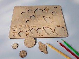 Bigsale Style Antique Système Solaire Modèles De Puzzle En Bois Poli Artisanat Mur Signes avec Croix Motif Boîte Décor À La Maison - Product Image 2