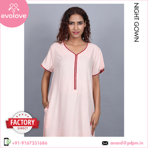 Vente chaude 100% rayonne popeline tissu femmes longue robe de nuit large couleur disponible Bio lavé vêtements de nuit usage domestique été moitié - Product Image 4