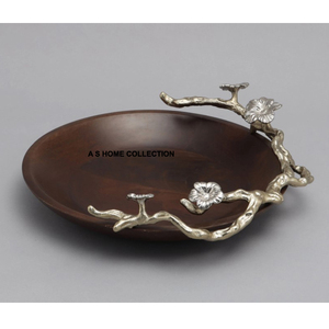 Aliments décoratifs de luxe de forme géométrique en bois solide avec bol de pièce maîtresse d'accent argenté bon prix - Product Image 6