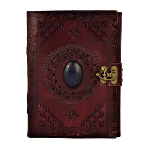 Top Selling Vintage Antique Blue Genuine Leather Journal with Lock & One Stone Chakra Embossed Personal Organizer for Men Women - Product Image 2