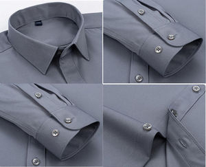 Camisas de vestir teñidas de color sólido para hombre, camisas de vestir con cuello, camisas con cuello abotonado para hombre, proveedor de fábrica OEM hecho en fábrica - Product Image 5