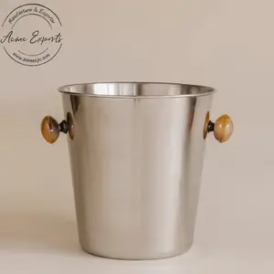 Grand seau à champagne de glace cylindrique avec poignée en bois, pour fête, mariage, Table de rangement du vin, vente en gros