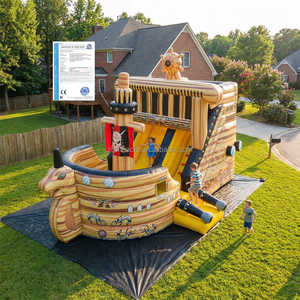 Parcours Obstacles Gonflable Commercial Thème Bateau Pirate avec Toboggan Combo, Jumping Castle pour Location Fêtes Extérieures - Product Image 1