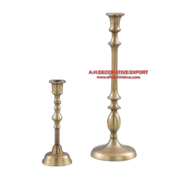 Taper suporte de castiçais de ouro, antiguidade, para decoração de casa, design exclusivo de velas de metal, conjunto de 2 pilares
