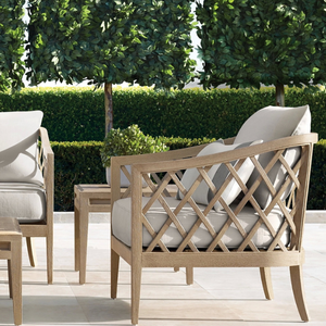 Sofá individual de madera de teca de estilo moderno para uso en exteriores, duradero y con asiento suave. - Product Image 6