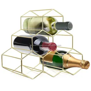 Decorative Iron Wire Standing Wine Storage Rack Countertop Metal Wine Bottle Holder Wine Rack